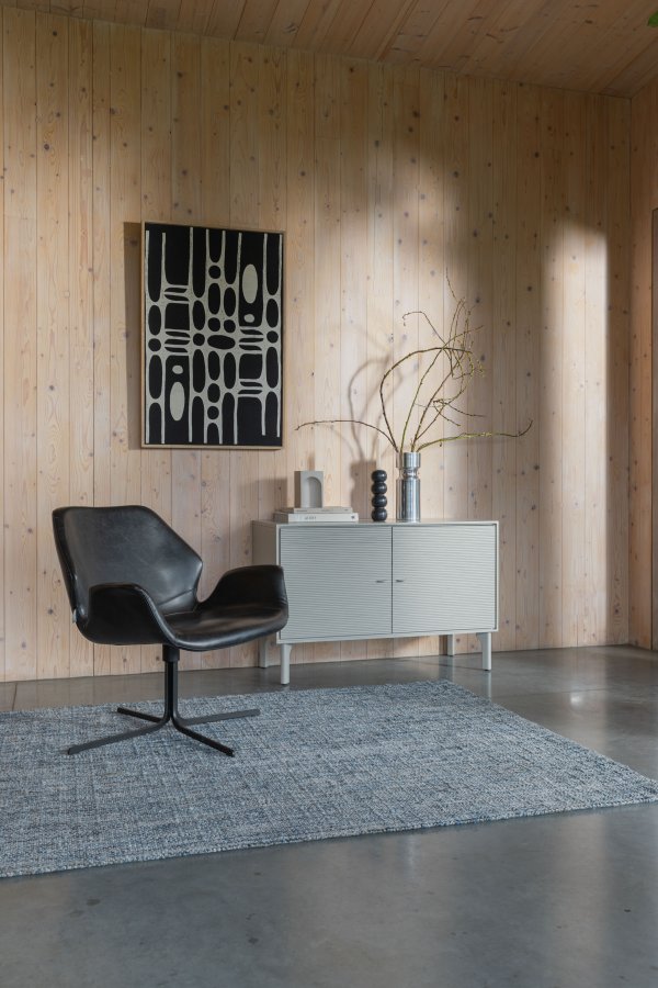 ZUIVER Halo-bilde, rektangulrt - hvit/svart bomull og naturlig mangotre (104x68)