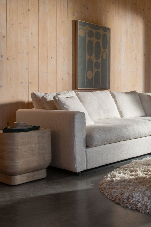 ZUIVER Galaxy-bilde, rektangulrt - beige/bl bomull og naturlig mangotre (104x48)