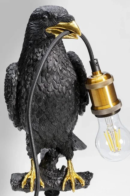 KARE DESIGN Animal Sitting Crow bordlampe - sort polyresin og guld aluminium (H:61cm)