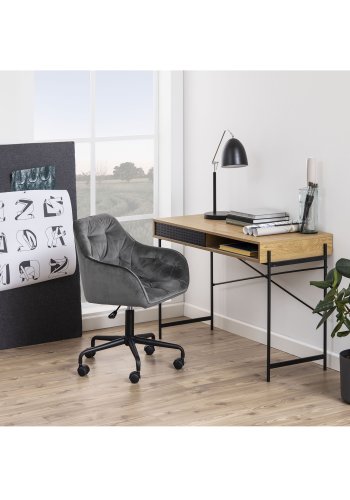 ACT NORDIC Brooke skrivebordsstol, m. armln - mrkegr polyester og sort metal