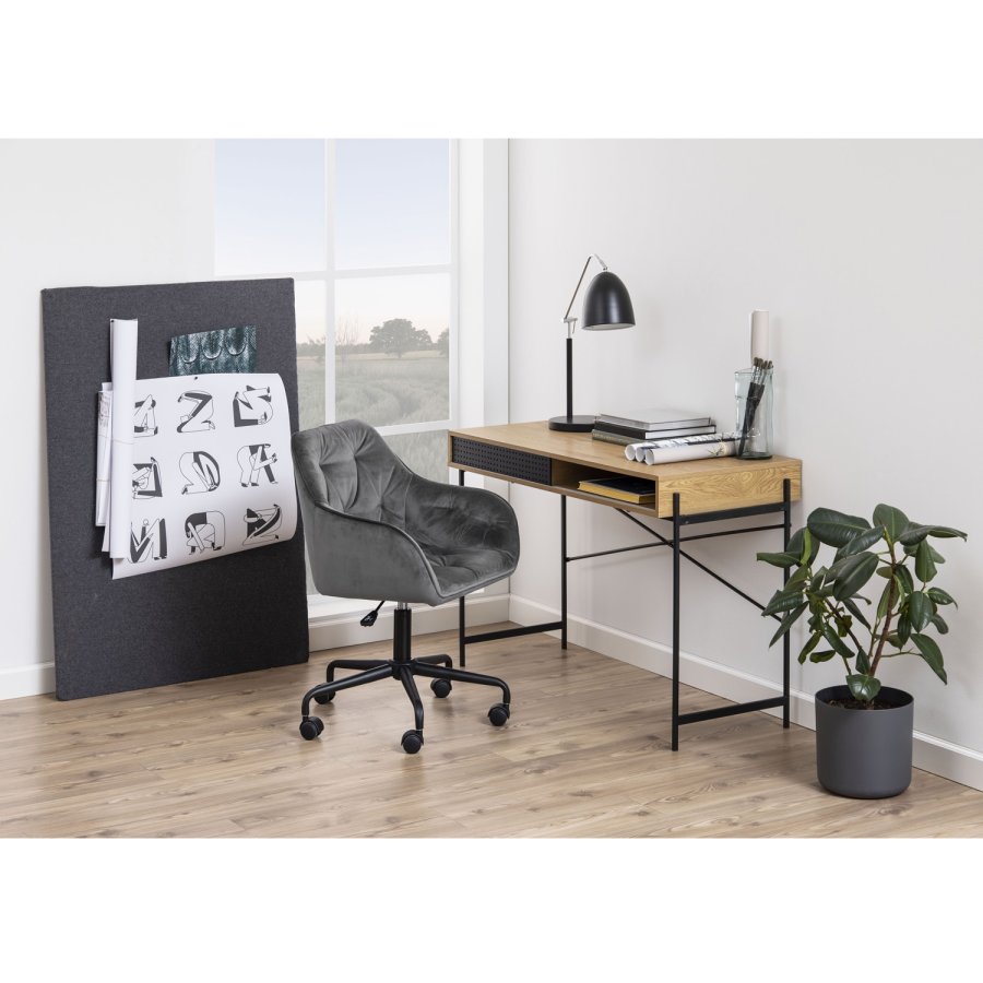 ACT NORDIC Brooke skrivebordsstol, m. armln - mrkegr polyester og sort metal