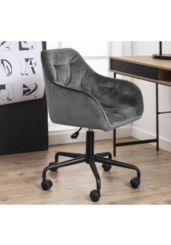 ACT NORDIC Brooke skrivebordsstol, m. armln - mrkegr polyester og sort metal