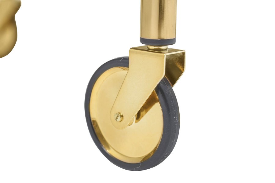 BLOOMINGVILLE Edler Servierwagen - Klarglas/Goldglas/Eisen, mit verspiegelter Glasablage und Rädern