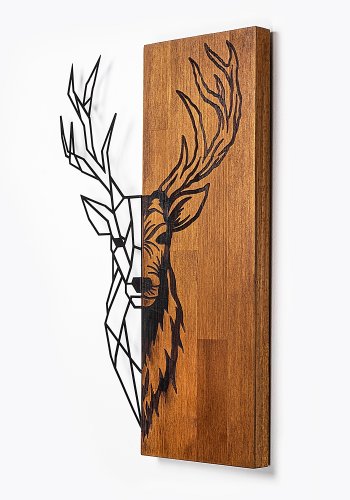 NORDVÄRK Hjort 1 veggdekorasjon, rektangulr - valnttfarget tre og svart metall (58x33)