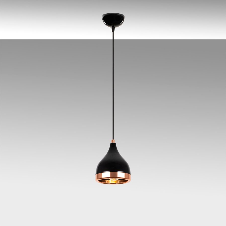 LUMI Y?ldo taklampe, justerbar hyde - kobber og svart metall