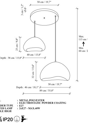 NORDV&Auml;RK Lora-40-50-T-Nua Ljuskrona