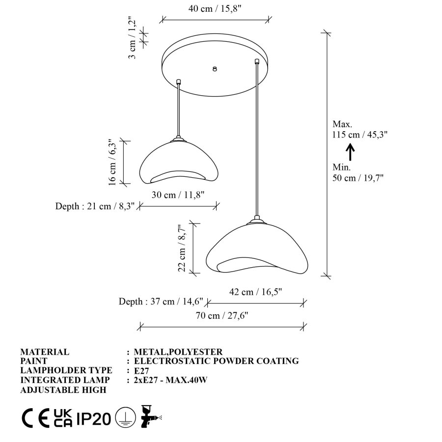 NORDV&Auml;RK Luna-30-40-T-Nua Ljuskrona