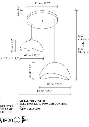 NORDV&Auml;RK Luna-40-50-T-Nua Ljuskrona