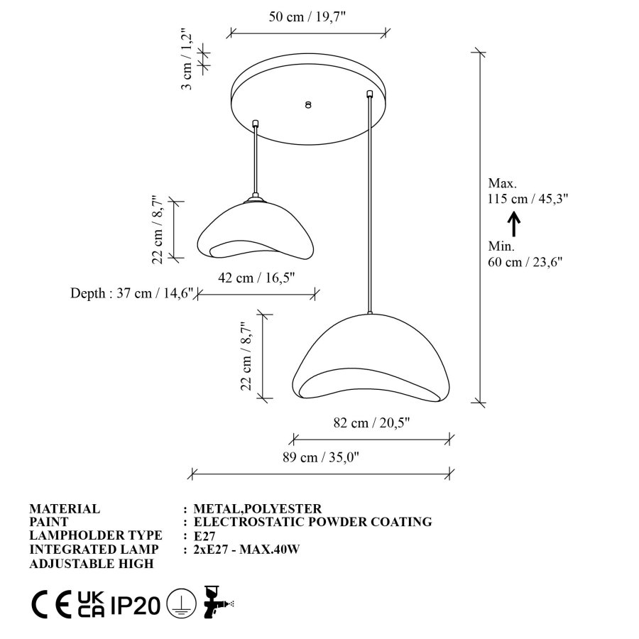 NORDV&Auml;RK Luna-40-50-T-Nua Ljuskrona