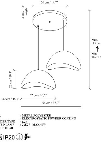 NORDV&Auml;RK Luna-50-50-T-Nua Ljuskrona
