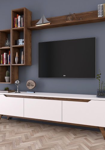 NORDVRK M16 TV-enhet, hvit valntt