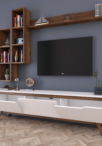 NORDVRK M16 TV-enhet, hvit valntt