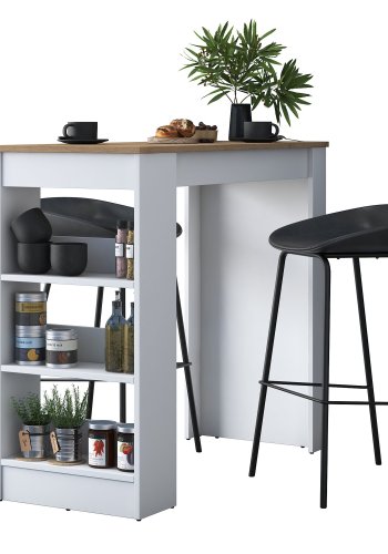 NORDVRK JA103 kjkkenbord, m. 2 hyller - valntt og hvit melamin (120x50)