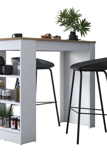 NORDVRK JA103 kjkkenbord, m. 2 hyller - valntt og hvit melamin (120x50)