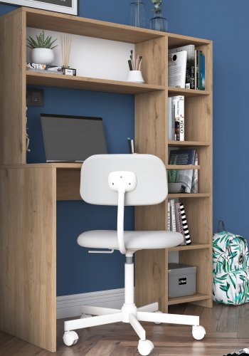 NORDVRK HA104 skrivebord, m. 5 hyller, rektangulre - naturlig melamin (113,2x40)