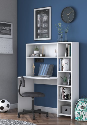 NORDVRK HA104 skrivebord, m. 5 hyller - hvit melamin (113,2x40)