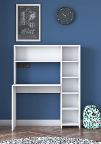 NORDVRK HA104 skrivebord, m. 5 hyller - hvit melamin (113,2x40)