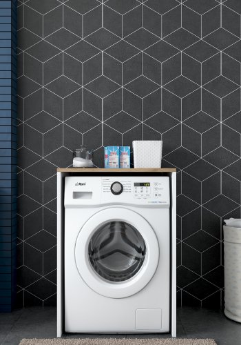 FUNZI LIVING KD103 vaskemaskinskap, rektangulrt - valntt og hvit melamin (65x60)