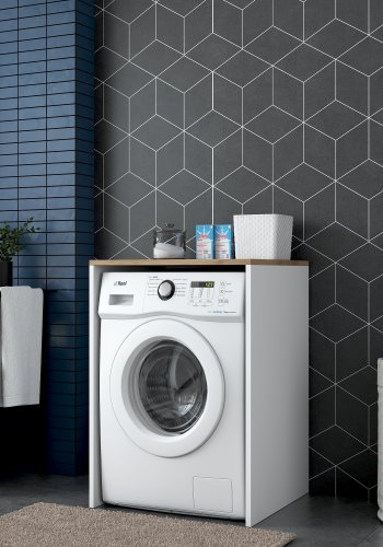 FUNZI LIVING KD103 vaskemaskinskap, rektangulrt - valntt og hvit melamin (65x60)