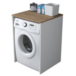 KD103 vaskemaskineskab, rektangul�r - valn�d og hvid melamin (65x60)