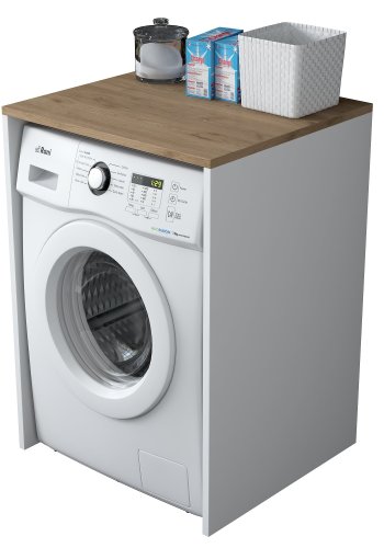 FUNZI LIVING KD103 vaskemaskinskap, rektangulrt - valntt og hvit melamin (65x60)