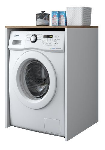 FUNZI LIVING KD103 vaskemaskinskap, rektangulrt - valntt og hvit melamin (65x60)