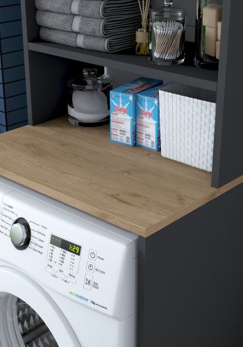 NORDVÄRK KD101 2674 vaskemaskinskap, med 2 drer og 1 hylle - antrasitt og brun melamin (65x60)