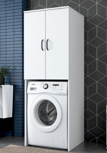 NORDVÄRK KD110 3192 vaskemaskinskap, med 2 drer og 1 hylle - hvit melamin (65x62,5)