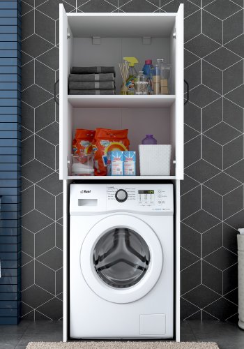 NORDVÄRK KD110 3192 vaskemaskinskap, med 2 drer og 1 hylle - hvit melamin (65x62,5)