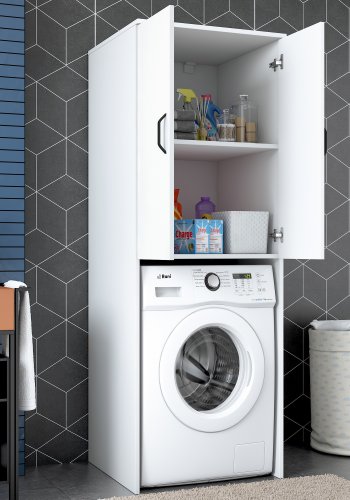 NORDVÄRK KD110 3192 vaskemaskinskap, med 2 drer og 1 hylle - hvit melamin (65x62,5)