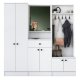 FUNZI LIVING M2 entrést, m. knager, spejl, 6 lger, 1 skuffe, 9 hylder - hvid melamin