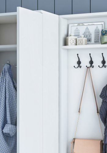 FUNZI LIVING M5 entrést, m. knager, 4 lger og 5 hylder - hvid melamin