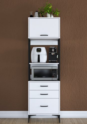 FUNZI LIVING JE135 kjkkenskap, med 1 dr, 1 hylle, 3 skuffer, rektangulr - hvit melamin