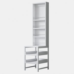 NORDVÄRK BJ147 3860 makeup bord, m. 5 hylder og kroge - hvid melamin