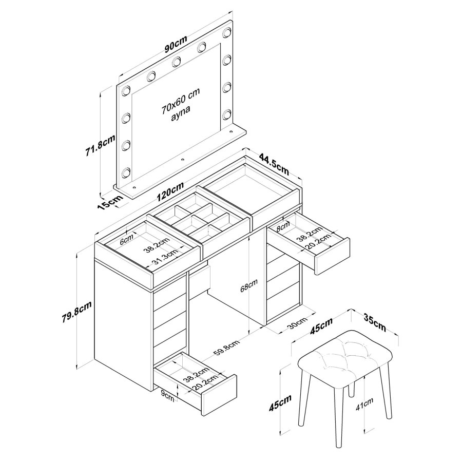 NORDVÄRK BJ156 - 3872 Sminkebord