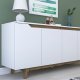 FUNZI LIVING GD102 Sideboard, m. 4 Türen und 2 Regale - weißes und walnussfarbenes Melamin