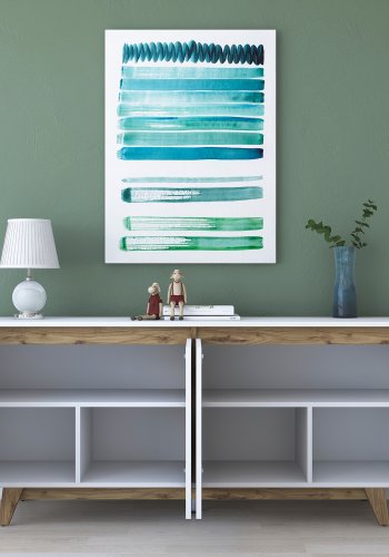 FUNZI LIVING GD102 Sideboard, m. 4 Türen und 2 Regale - weißes und walnussfarbenes Melamin