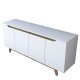 FUNZI LIVING GD102 Sideboard, m. 4 Türen und 2 Regale - weißes und walnussfarbenes Melamin