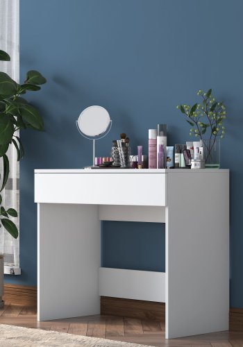 NORDVÄRK Bj104 2342 makeup bord, m. 1 skuffe - hvid melamin (90x45)