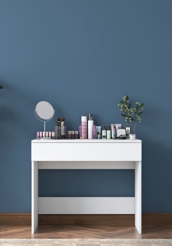 NORDVÄRK Bj104 2342 makeup bord, m. 1 skuffe - hvid melamin (90x45)