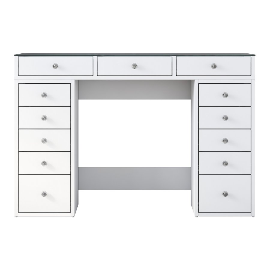 NORDVRK BJ105 sminkbord, w. 13 ldor - vit melamin (120x44,5)