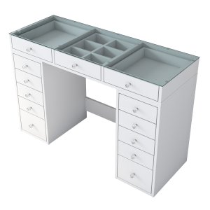 NORDVRK BJ105 sminkbord, w. 13 ldor - vit melamin (120x44,5)