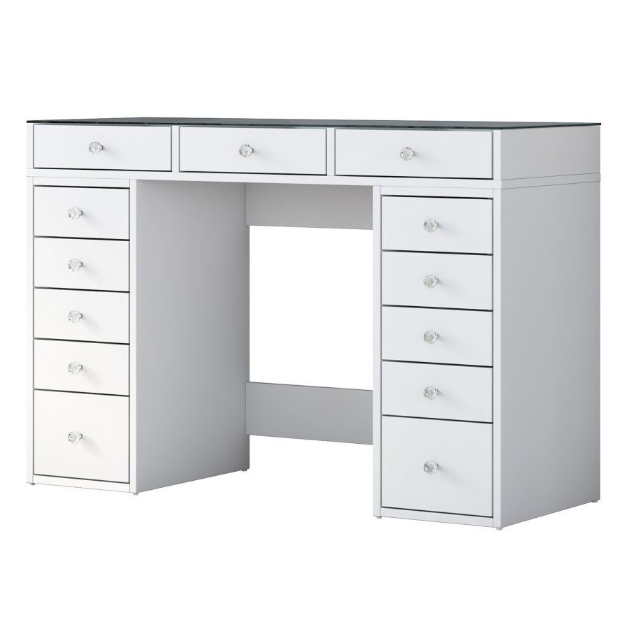 NORDVRK BJ105 sminkbord, w. 13 ldor - vit melamin (120x44,5)