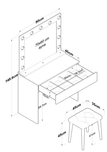 NORDVÄRK BJ121 - 2934 Sminkebord