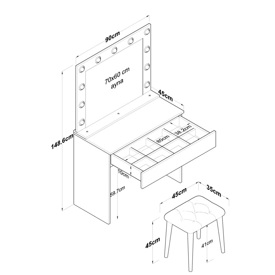NORDVÄRK BJ121 - 2934 Sminkebord