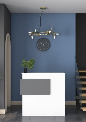 NORDVÄRK MA102 2929 receptionsbord, m. 2 skuffer  - hvid og antracit melamin (110x40)