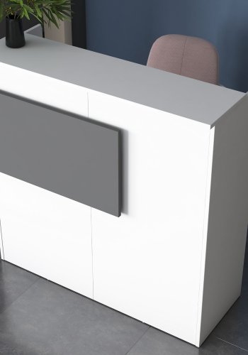 NORDVÄRK MA102 2929 receptionsbord, m. 2 skuffer  - hvid og antracit melamin (110x40)