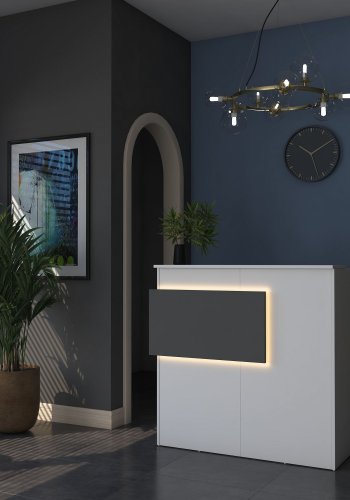 NORDVÄRK MA102 2929 receptionsbord, m. 2 skuffer  - hvid og antracit melamin (110x40)