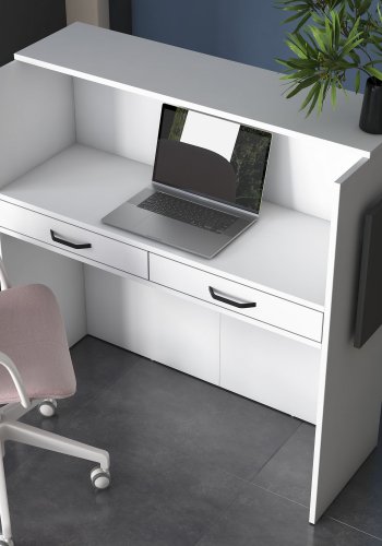 NORDVÄRK MA102 2929 receptionsbord, m. 2 skuffer  - hvid og antracit melamin (110x40)