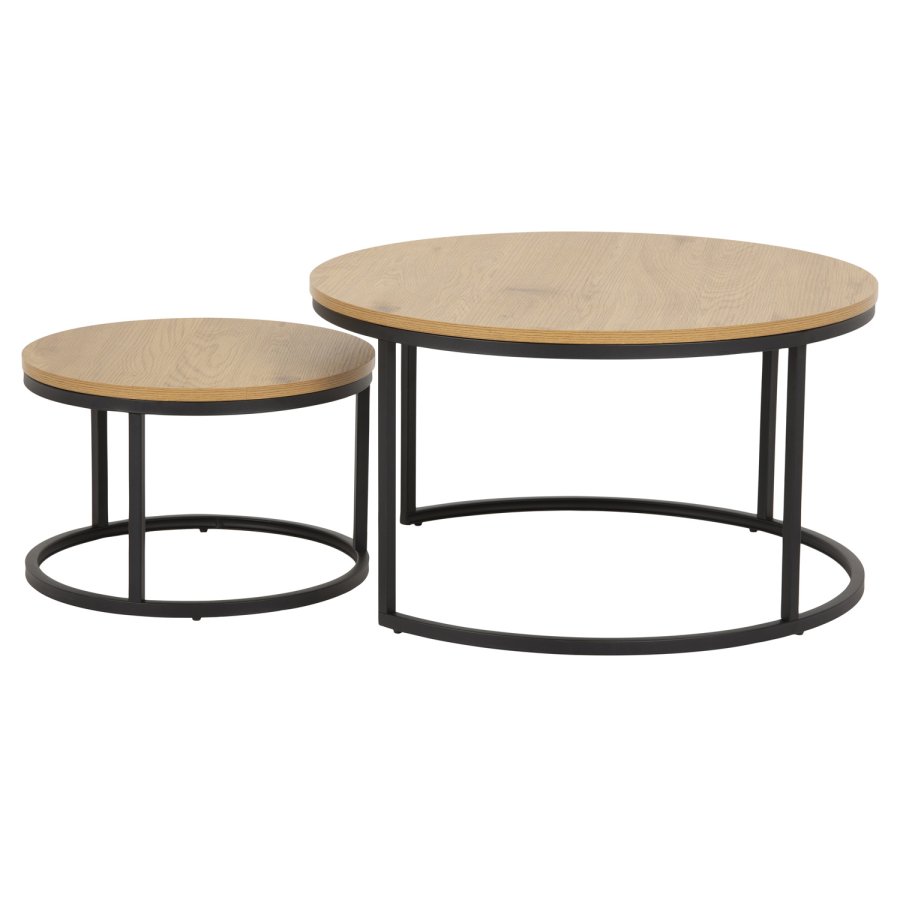 ACT NORDIC Spiro soffbordsset - melamin vild ek och svart metall (set om 2)
